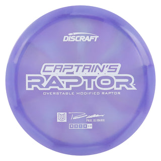 Discraft Disc Golf 2025 Ulibarri Captain's Z Swirl Raptor Fairway Driver 9/3/1/4 Purple/White 173-174g