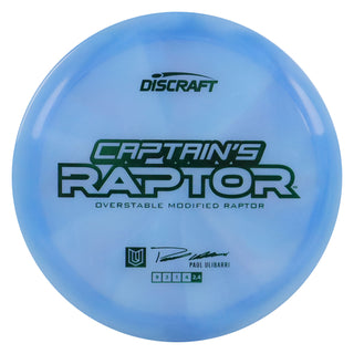 Discraft Disc Golf 2025 Ulibarri Captain's Z Swirl Raptor Fairway Driver 9/3/1/4 Blue/Green 173-174g