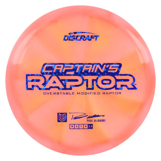 Discraft Disc Golf 2025 Ulibarri Captain's Z Swirl Raptor Fairway Driver 9/3/1/4 Peach/Blue Scales 170-172g