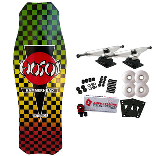 Hosoi Skateboard Complete OG Hammerhead Checkerboard Rasta 10.5" x 31" Old School