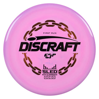Discraft Disc Golf First Run ESP Sled Putt and Approach 3/2/-1/2 Purple Pink/Black 178 grams