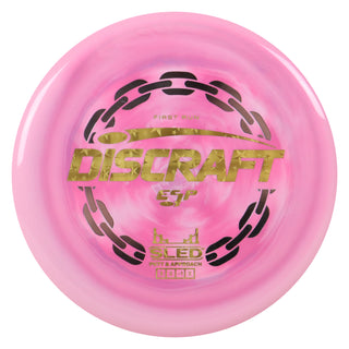Discraft Disc Golf First Run ESP Sled Putt and Approach 3/2/-1/2 Smoke Pink/Gold Stars 176 grams