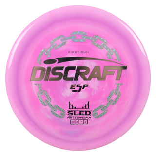 Discraft Disc Golf First Run ESP Sled Putt and Approach 3/2/-1/2 Pink Purple/Silver 179 grams