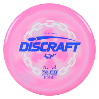 Discraft Disc Golf First Run ESP Sled Putt and Approach 3/2/-1/2 Pink White/Navy 177 grams