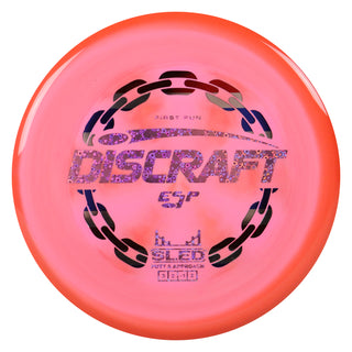 Discraft Disc Golf First Run ESP Sled Putt and Approach 3/2/-1/2 Red Pink/Pink Hearts 176 grams