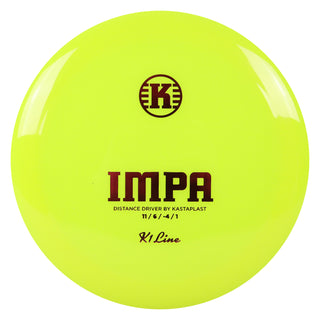 Kastaplast Disc Golf K1 Impa Distance Driver 11/6/-4/1 Yellow/Red 173 grams