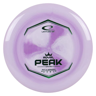 Latitude 64 Disc Golf Royal Grand Peak Putter 3/3/0/1 Purple/Green 175 grams