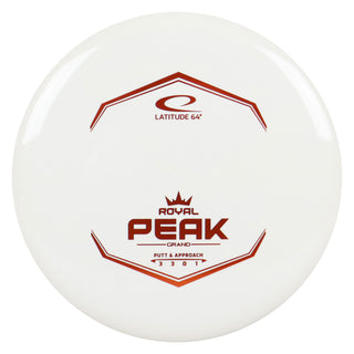 Latitude 64 Disc Golf Royal Grand Peak Putter 3/3/0/1 White/Orange 174 grams