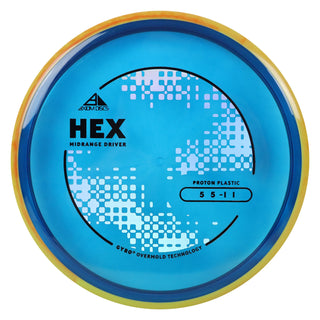 Axiom Discs Project Lab Coat Proton Hex Midrange Disc 5/5/-1/1 Blue/Yellow Orange 176 grams