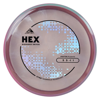 Axiom Discs Project Lab Coat Proton Hex Midrange Disc 5/5/-1/1 Clear Clouds/Pink Grey 174 grams