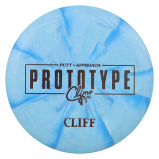 Climo Disc Golf Prototype Swirled Trophy Line Cliff Putt and Approach 2/3/-1/0 Light Blue/Silver 175g