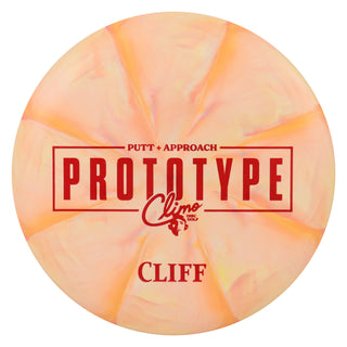 Climo Disc Golf Prototype Swirled Trophy Line Cliff Putt and Approach 2/3/-1/0 Mango/Red 175g