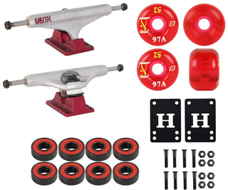 Independent Skateboard Trucks 159 Hollow Delfino + 52mm Wheels, Abec 5 Bearings
