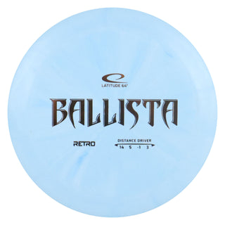 Latitude 64 Disc Golf Distance Driver Retro Burst Ballista 14/5/-1/3 Light Blue/Gold 175 grams