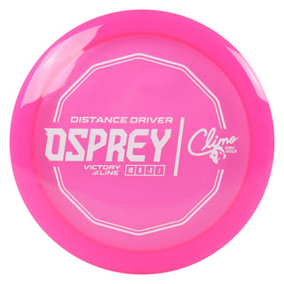 Climo Disc Golf Victory Line Osprey Distance Driver 10/6/-3/1 Pink/White 170 grams