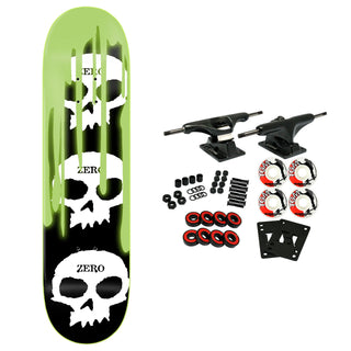 Zero Skateboard Complete 3 Skull Blood Ooze Glow 8.5" x 32.3"