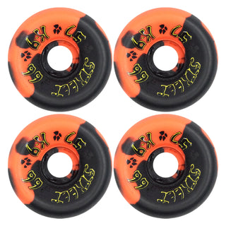 Dogtown Skateboard Wheels 57mm K-9 80's 99A Orange/Black Swirl Old School