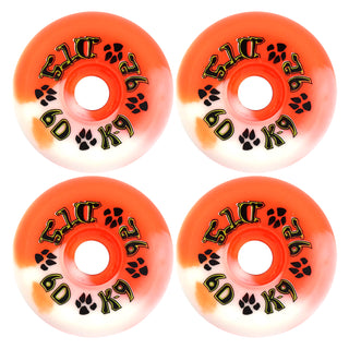 Dogtown Skateboard Wheels 60mm K-9 80's 92A Orange/White Swirl Old School
