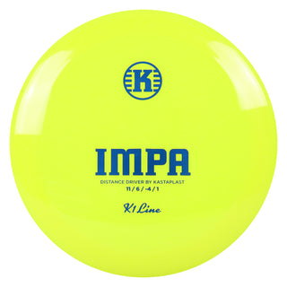 Kastaplast Disc Golf K1 Impa Distance Driver 11/6/-4/1 Yellow/Blue 174 grams