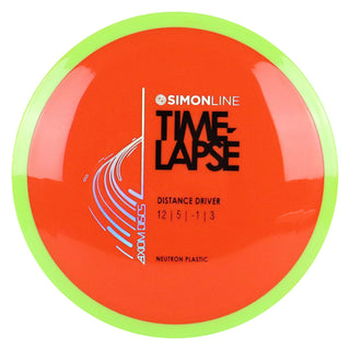 Axiom Disc Golf Simon Lizotte Line Neutron Time Lapse Driver 12/5/-1/3 Orange/Lime Green 174 grams