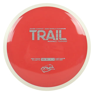 MVP Discs Sports Project Lab Coat James Conrad Neutron Trail Distance Driver 10/5/-1/1 Dull Red 175 grams