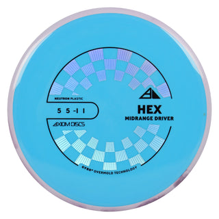 Axiom Discs Project Lab Coat Neutron Hex Midrange Disc 5/5/-1/1 Blue/Light Purple 169 grams