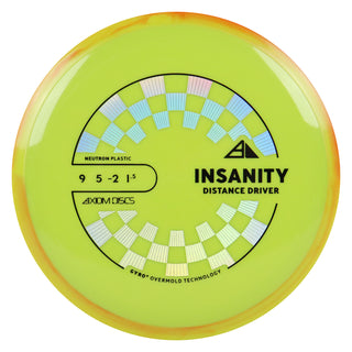 Axiom Discs Project Lab Coat Neutron Insanity Distance Driver 9/5/-2/1.5 Dull Yellow/Yellow Orange 163 grams
