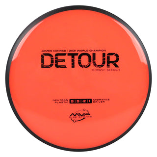 MVP Disc Golf James Conrad Signature Neutron Detour Midrange Disc 5/5/-2/1 Light Red 177 grams