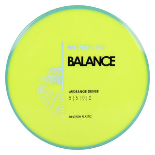 Axiom Disc Golf Neutron Balance Simon Lizotte Edition Midrange 5/5/0/2 Yellow/Teal Blend 176 grams