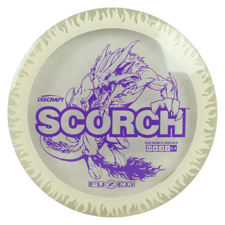 Discraft Disc Golf FuZed Line Scorch with Flame Pattern Distance Driver 11/6/-2/2 Clear with White Flame/Purple 173-174g