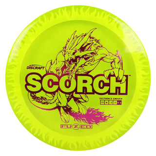 Discraft Disc Golf FuZed Line Scorch with Flame Pattern Distance Driver 11/6/-2/2 DayGlo with Yellow Flame/Magenta 173-174g