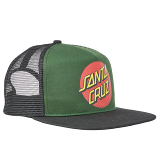 Santa Cruz Skateboards Hat Classic Dot Mesh Trucker  Dark Green/Black