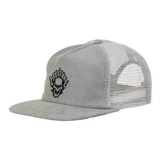 Creature Skateboards Hat Bonehead Flame Mesh Trucker Mid Profile Grey