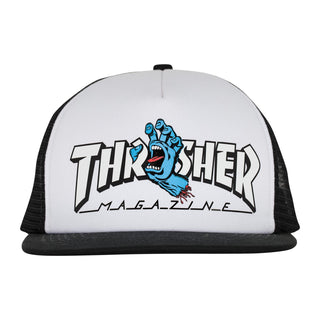 Santa Cruz Skateboards Hat Thrasher Screaming Logo Mesh Trucker White/Black