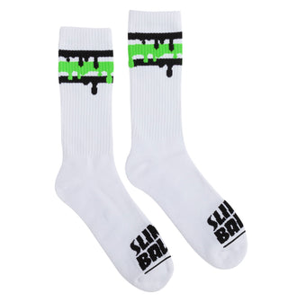 Slime Balls Skateboard Wheels Socks Drip Strip Crew White