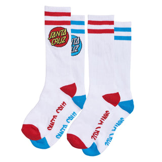 Santa Cruz Skateboards Socks Fun Times Mid Crew 2-Pack White Assorted