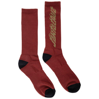 Santa Cruz Skateboards Socks Solid Flame Strip Crew Maroon Adult