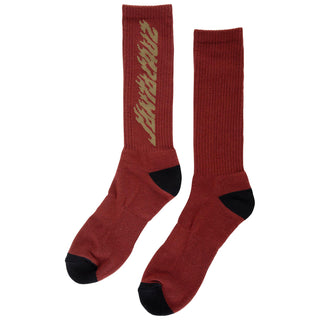 Santa Cruz Skateboards Socks Solid Flame Strip Crew Maroon Adult