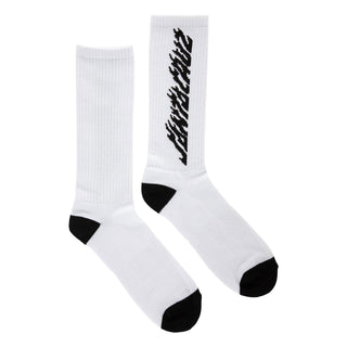 Santa Cruz Skateboards Socks Solid Flame Strip Crew White Adult