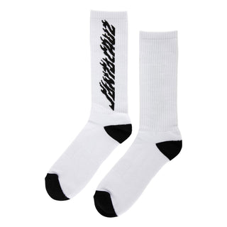 Santa Cruz Skateboards Socks Solid Flame Strip Crew White Adult