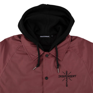 Independent Trucks Coat Dressen Skull Rose Hooded Windbreaker Burgundy