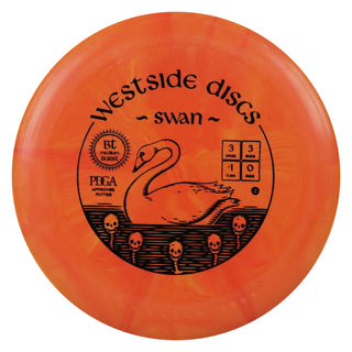 Westside Disc Golf BT Medium Burst Swan 2 Putter 3/3/-1/0 Orange Yellow/Black 175 grams