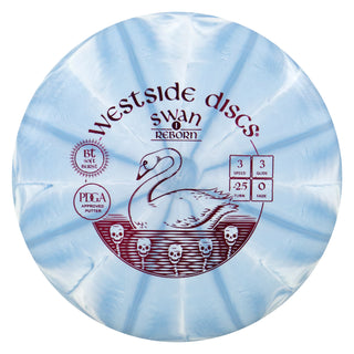 Westside Disc Golf BT Soft Burst Swan 1 Reborn Putter 3/3/-2.5/0 Storm Blue/Purple 173 grams