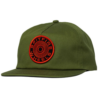 Spitfire Wheels Hat Classic 87 Swirled Patch Snapback Olive/Red/Black