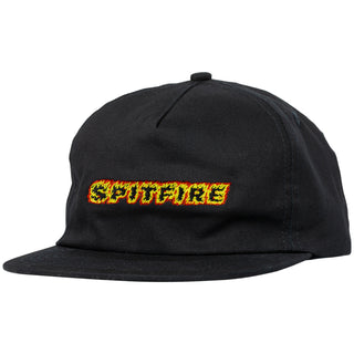 Spitfire Wheels Hat Flame Script Snapback Black