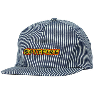 Spitfire Wheels Hat Flame Script Strapback Indigo Railroad Stripe