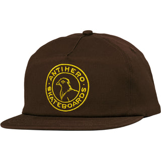 Anti Hero Skateboards Hat Basic Pigeon Round Snapback Dark Brown/Gold