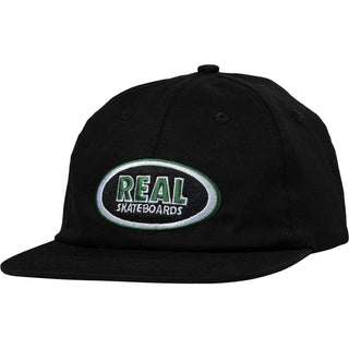 Real Skateboards Hat Oval Embroidered Strapback Black