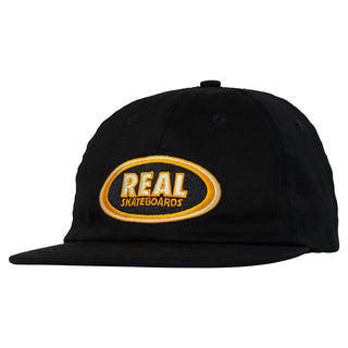 Real Skateboards Hat Oval Strapback Black/Cream/Orange