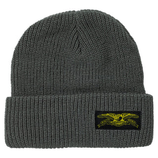 Anti Hero Skateboards Beanie Stock Eagle Label Cuff Charcoal/Yellow